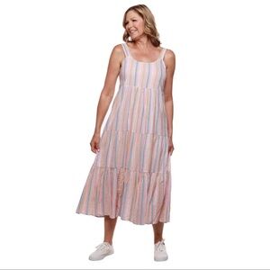 Striped Midi Dress in Pastel Hues